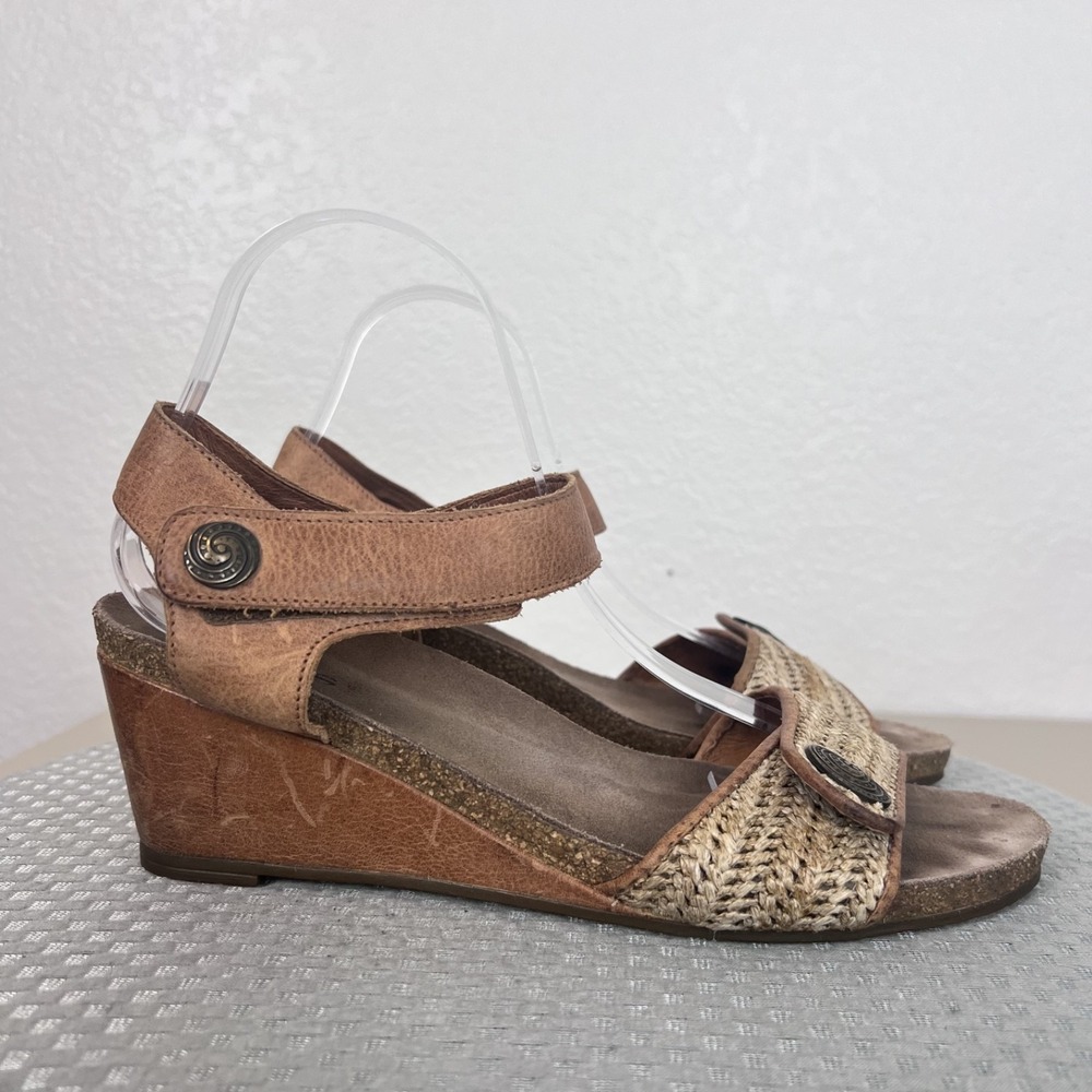 Taos Holiday Wedge Sandals Womens 41 US 10 Woven Jute Comfort Shoes Hook Loop